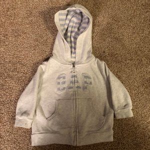 Baby Gap grey zip up hooded jacket 3-6M